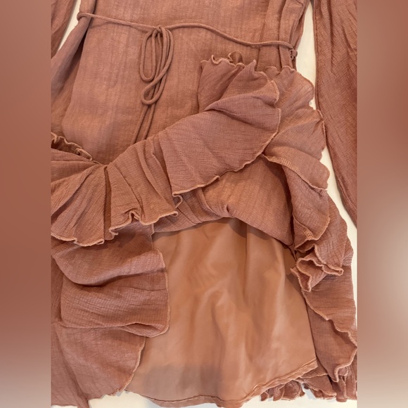 Long sleeve mini dress, rose color, size medium - Picture 4 of 4